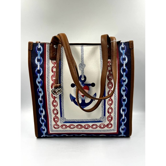 NWT Brighton Anchor & Soul Sailors Heart Leather Tote Bag Multi NWTS - Picture 1 of 12